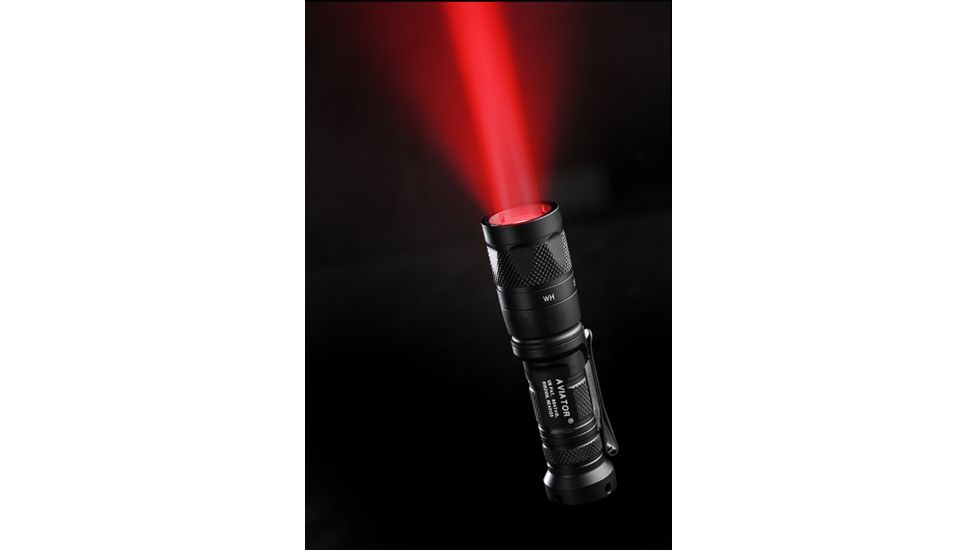 SureFire Aviator, 3 Volt, Dual Output 5/250 Lu White Light, 5/30 Lumens, 633 Mw Red Light, Alum Black Type III Ano, Z68 Clickie Switch, Black AVIATOR-RD