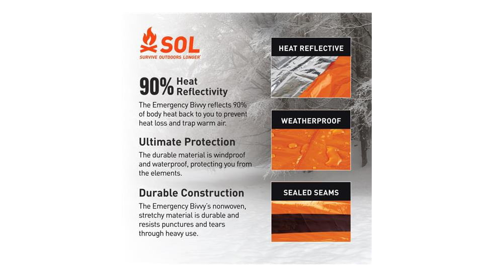 Survive Outdoors Longer Emergency Bivvy XL with Rescue Whistle, Orange, 0140-1144