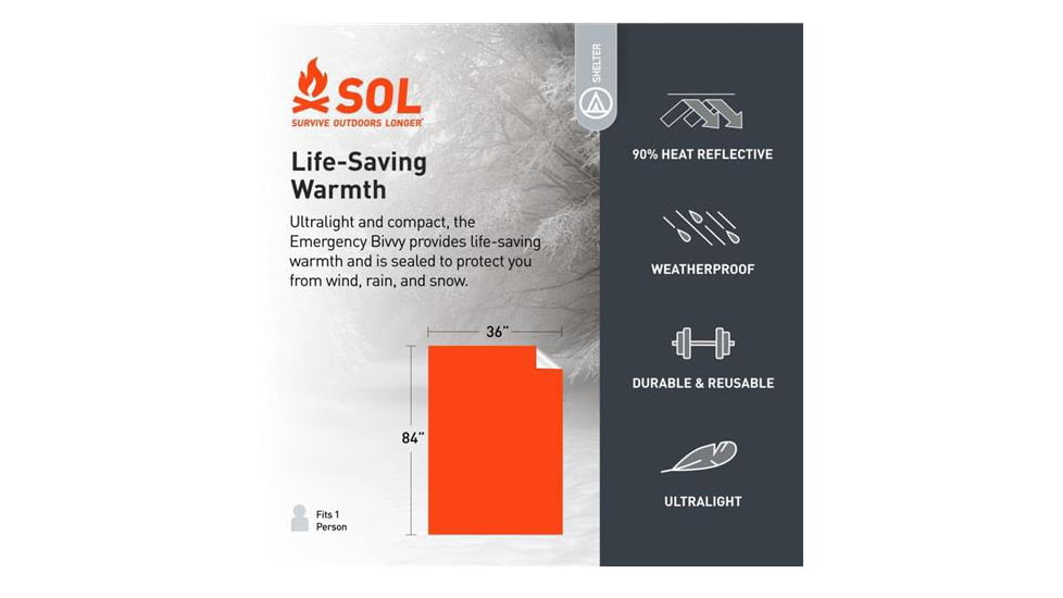 Survive Outdoors Longer Emergency Bivvy XL with Rescue Whistle, Orange, 0140-1144