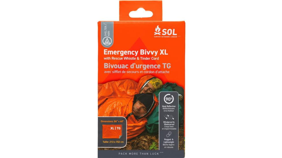 Survive Outdoors Longer Emergency Bivvy XL with Rescue Whistle, Orange, 0140-1144