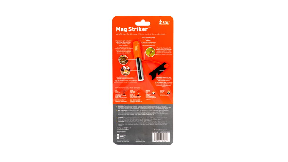 Survive Outdoors Longer Magnesium Striker with Tinder Cord, 0140-1242