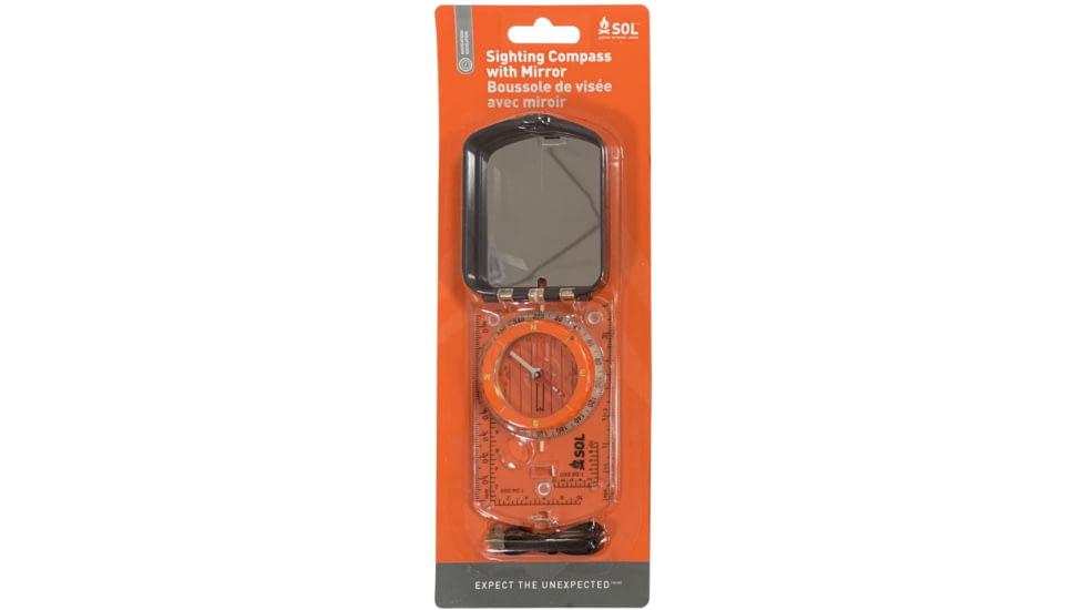 Survive Outdoors Longer Sighting Compass with Mirror, Orange, 0140-0030