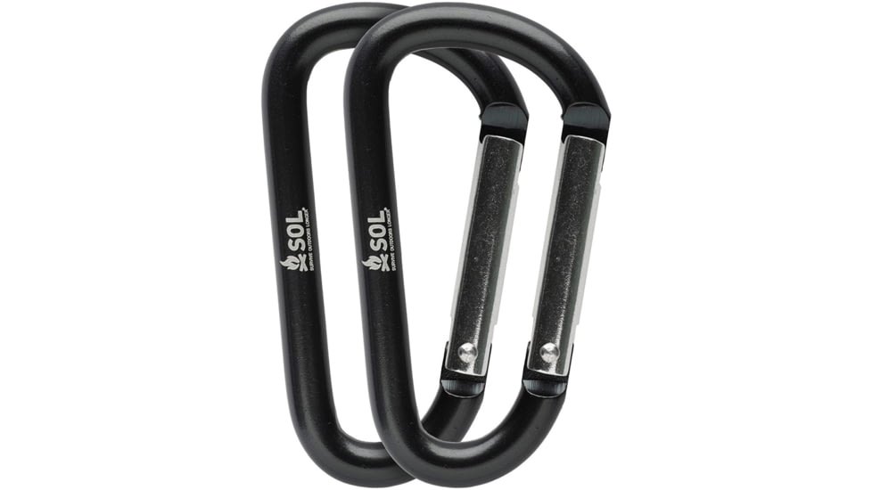 Survive Outdoors Longer Utility Carabiner, 8 cm, 2 Pack, Black, 0140-0034