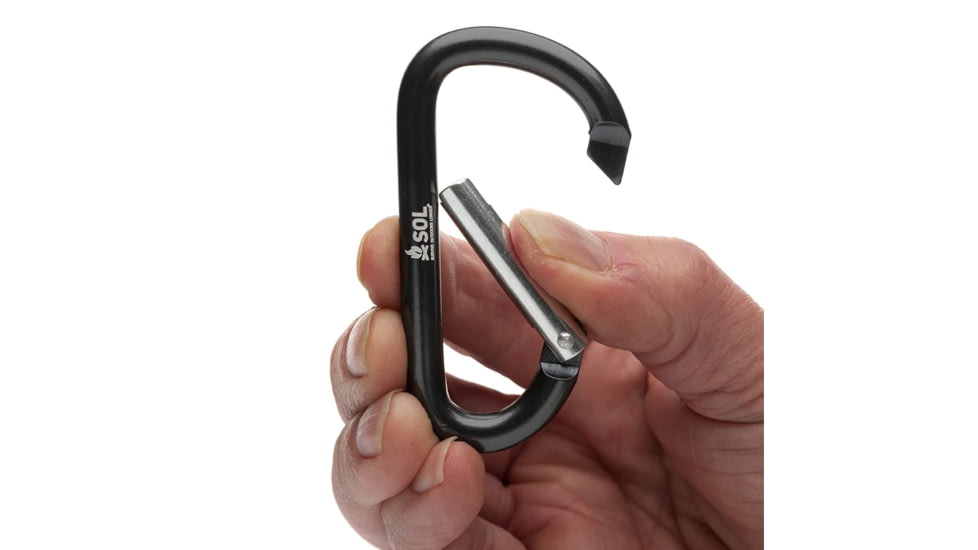 Survive Outdoors Longer Utility Carabiner, 8 cm, 2 Pack, Black, 0140-0034