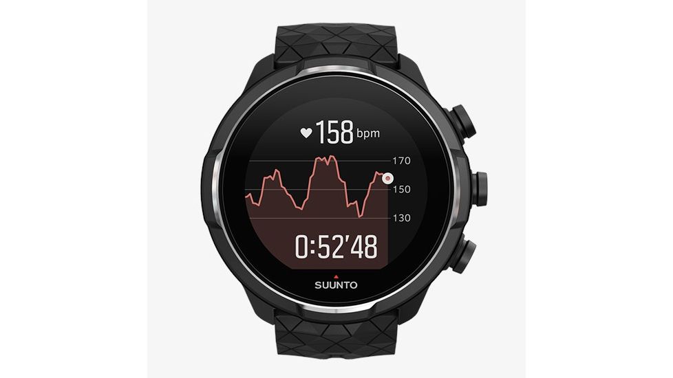 Suunto 9 Baro Watch, Titanium Case, Black Silicone Strap SS050145000