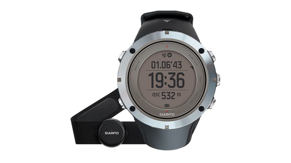 Suunto Ambit3 Peak Watch w/ Barometer and Compass, Sapphire/Blk/SS, HR/Fused Altitude w/ Smart Belt SS020673000