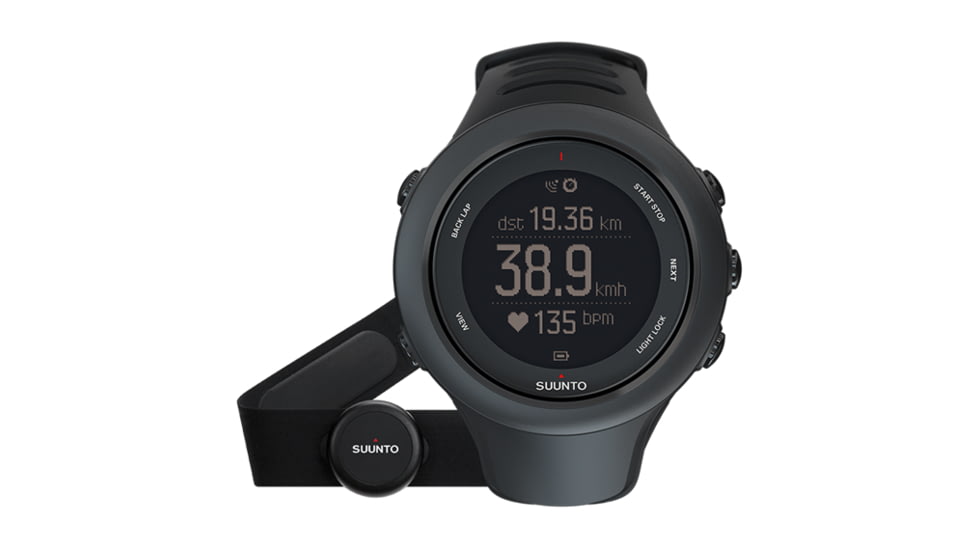 Suunto Ambit3 Sport Watch w/ GPS, Compass, and Heart Rate Function, Black, HR w/ Smart Belt SS020678000