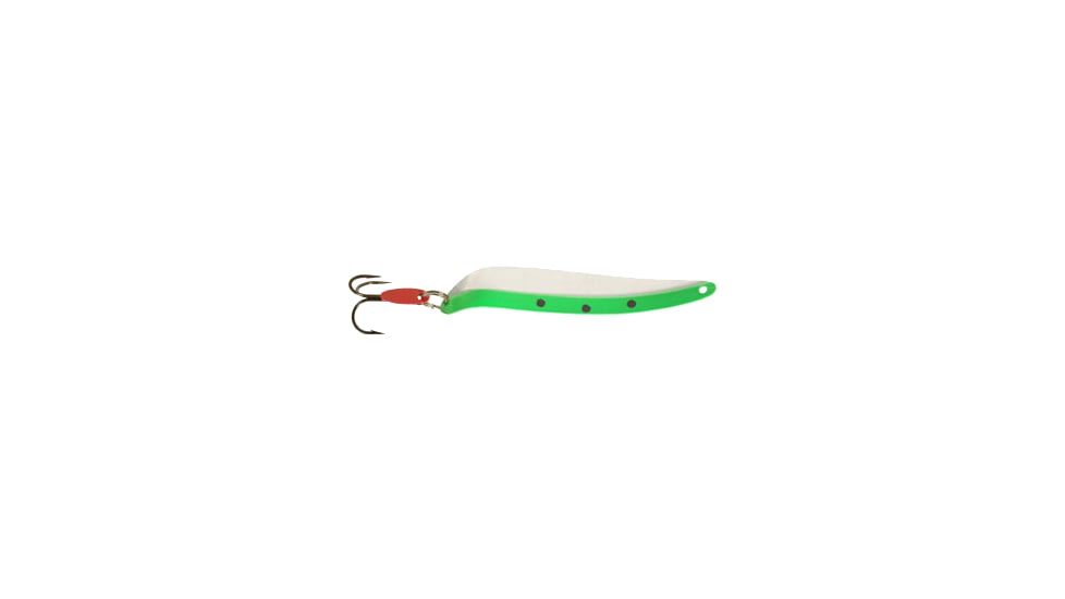 Swedish Pimple Flutter Laker Taker Spoon, 4 in, 1/4 oz, 4 in, Nickel/Fluorescent Green, 9016FGN