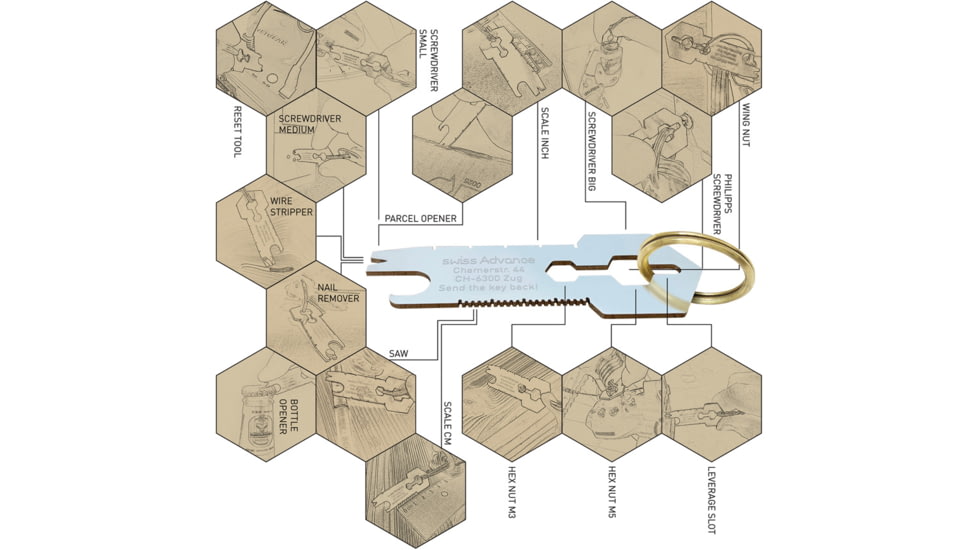 Swiss Advance Crono Key Multi Tool, 2.25in, Stainless Steel, 51141