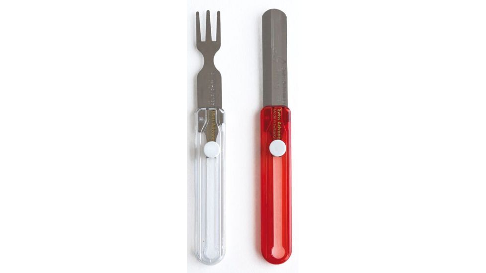 Swiss Advance Hippus Travel Knife &amp; Fork Set-Red/White