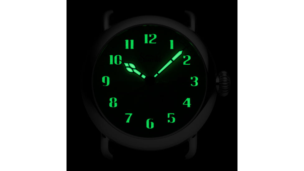 Szanto Automatic Officer Watches, Ivory Dial, Black Strap, Steel, One Size, SZ 6305E