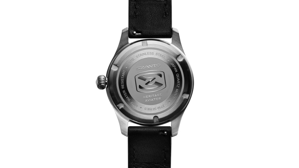 Szanto Heritage Aviator Watches, Black Dial, Black Strap, Steel, One Size, SZ 2751
