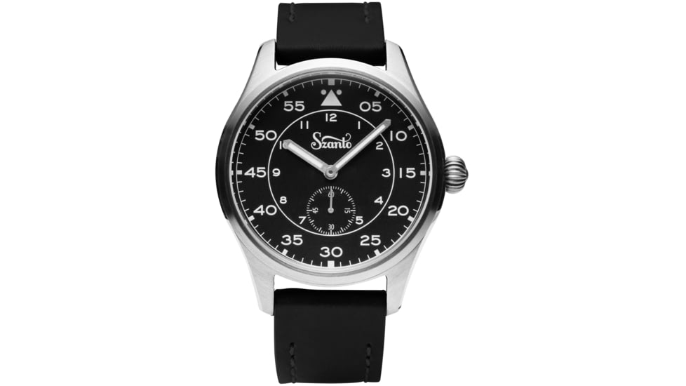 Szanto Heritage Aviator Watches, Black Dial, Black Strap, Steel, One Size, SZ 2751