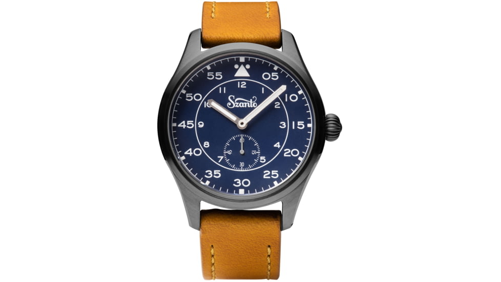 Szanto Heritage Aviator Watches, Blue Dial, Tan Strap, Gun Gray, One Size, SZ 2756