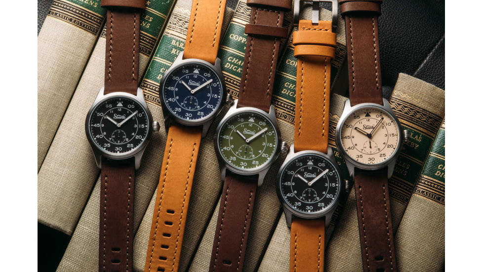 Szanto Heritage Aviator Watches, Black Dial, Brown Strap, Steel, One Size, SZ 2754
