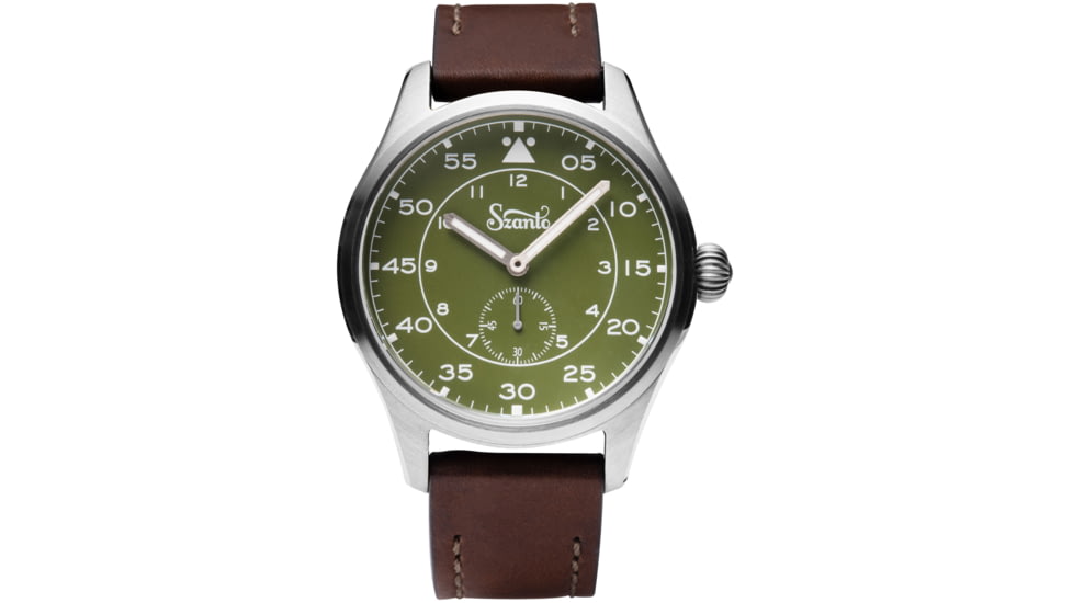 Szanto Heritage Aviator Watches, Green Dial, Brown Strap, Steel, One Size, SZ 2755