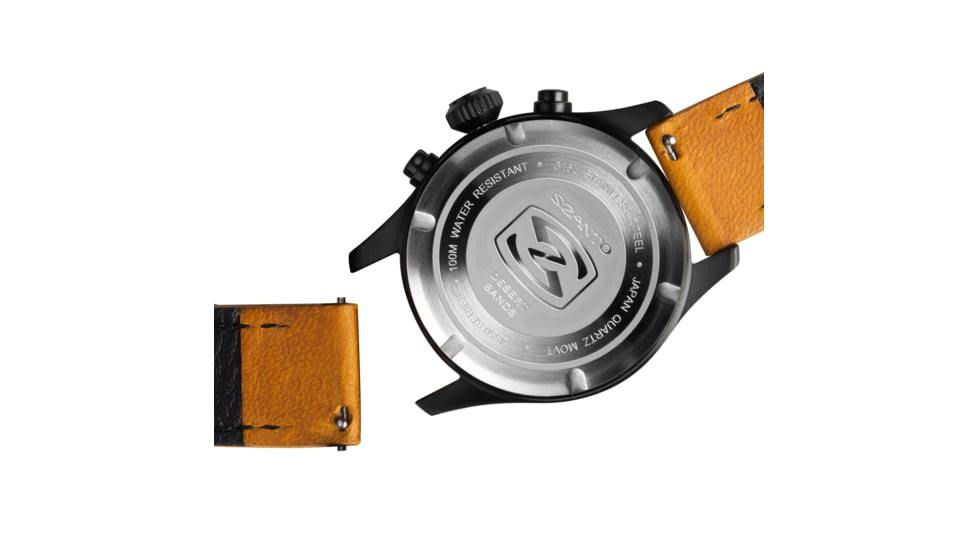 Szanto Pilot Watches, Black Dial, Brown Strap, A. Gold, One Size, SZ 4552