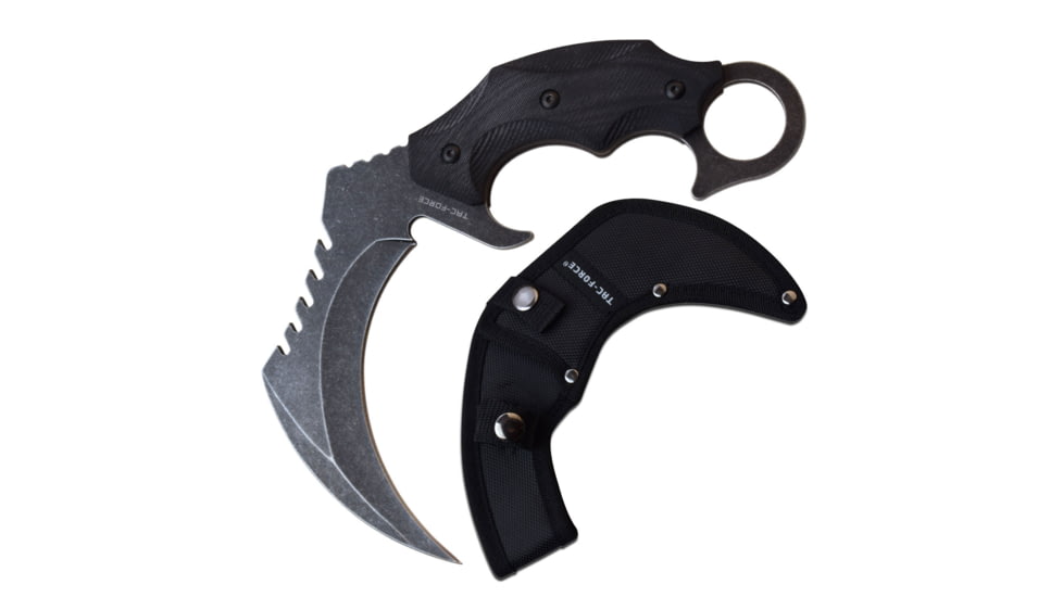 TAC Force Hawkbill Fixed Blade Knife, 5 in, 3Cr13 Stainless Steel Stainless Steel, Black, TF-FIX016BK