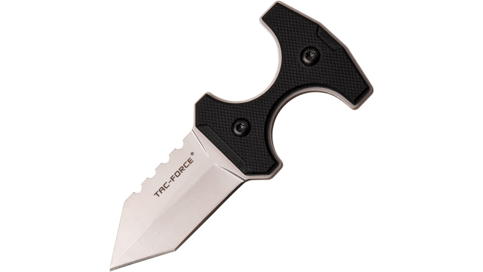 TAC Force Push Dagger Satin Knife, 2 satin finish 3Cr13 stainless blade, Black G10 handle, TF-FIX013S