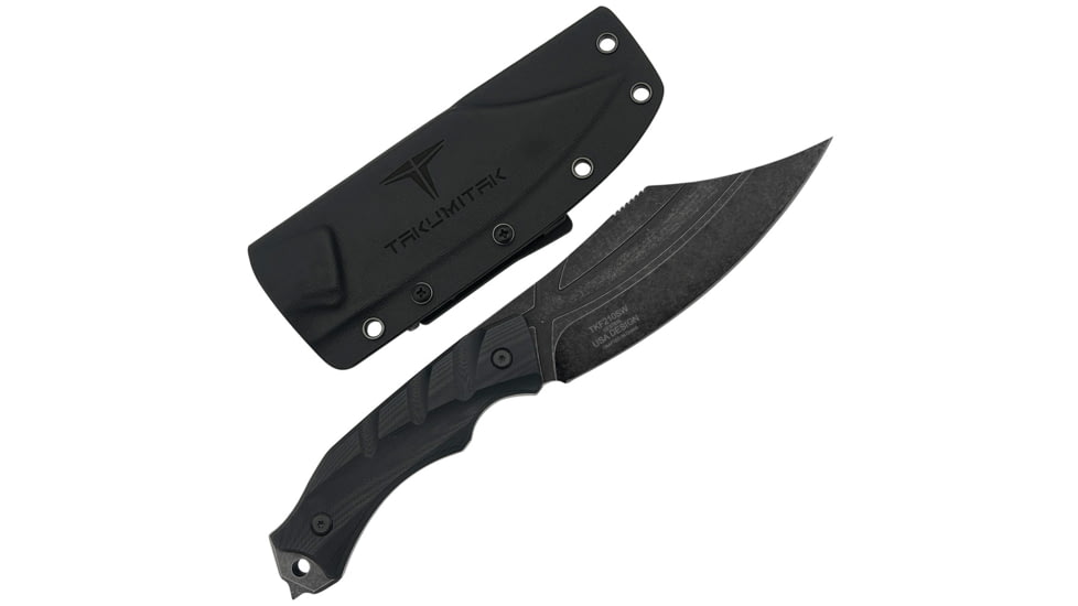 Takumitak Alert Fixed Blade Knife, 5in, D2, Clip Point, G10 Handle, Black Stonewash, TKF210SW