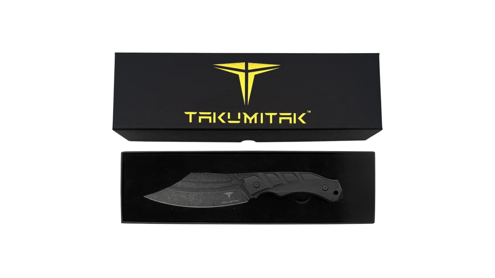 Takumitak Alert Fixed Blade Knife, 5in, D2, Clip Point, G10 Handle, Black Stonewash, TKF210SW