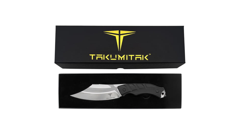 Takumitak Alert Fixed Blade Knife, 5in, D2, Clip Point, G10 Handle, Silver, TKF210SL