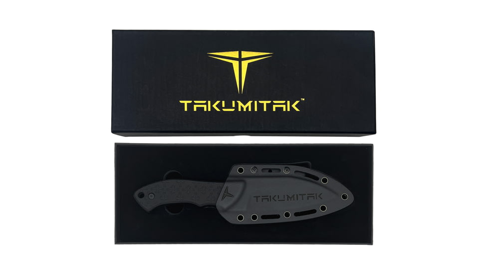 Takumitak Day 500 Fixed Blade Knife, 4.5in, D2, Sheepsfoot, G10 Handle, Black, TKF206BK