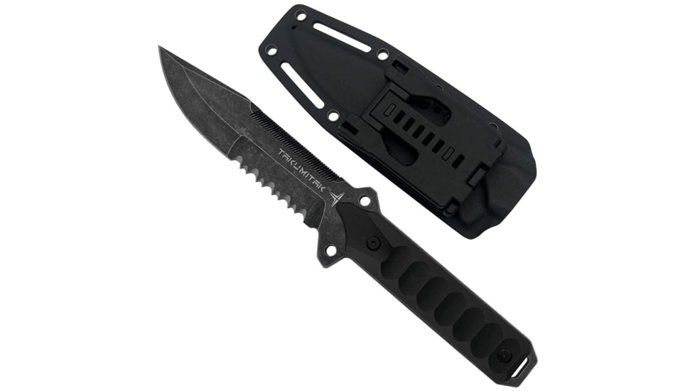 Takumitak Escort Fixed Blade Knife, 5.5in, D2, Drop Point, G10 Handle, Black Stonewash, TKF213SW