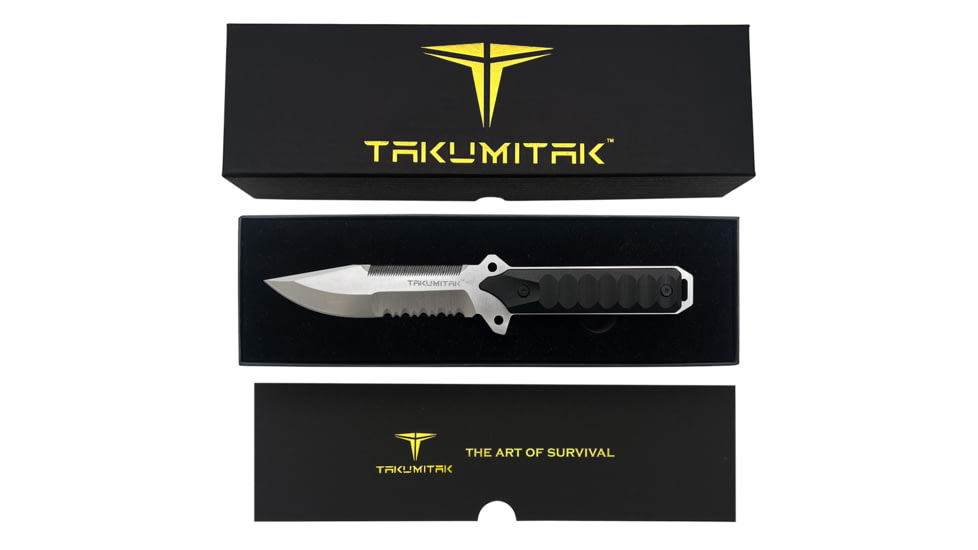 Takumitak Escort Fixed Blade Knife, 5.5in, D2, Drop Point, G10 Handle, Silver, TKF213SL