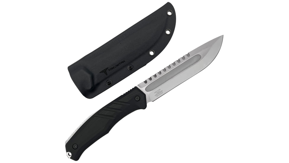 Takumitak Exit Point Fixed Blade Knife, 5.5in, D2, Drop Point, G10 Handle, Silver, TKF211SL