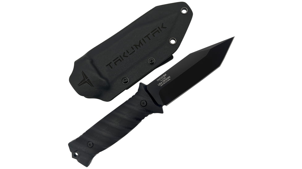 Takumitak Fulcrum Fixed Blade Knife, 4.5in, D2, Tanto, G10 Handle, Black, TKF201BK