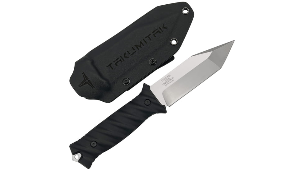 Takumitak Fulcrum Fixed Blade Knife, 4.5in, D2, Tanto, G10 Handle, Silver, TKF201SL