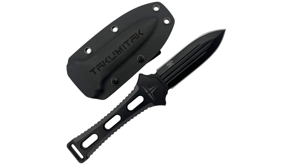 Takumitak Hidden Anger Fixed Blade Knife, 3.5in, D2, Spear Point, G10 Handle, Black, TKF205BK