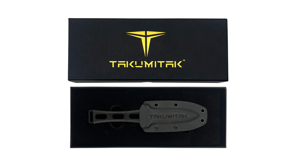 Takumitak Hidden Anger Fixed Blade Knife, 3.5in, D2, Spear Point, G10 Handle, Black, TKF205BK