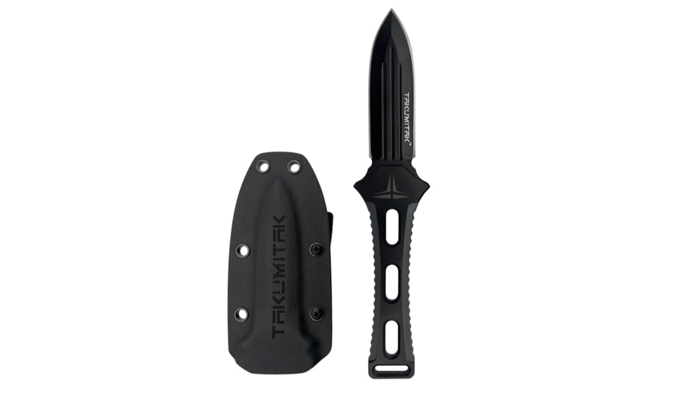 Takumitak Hidden Anger Fixed Blade Knife, 3.5in, D2, Spear Point, G10 Handle, Black, TKF205BK
