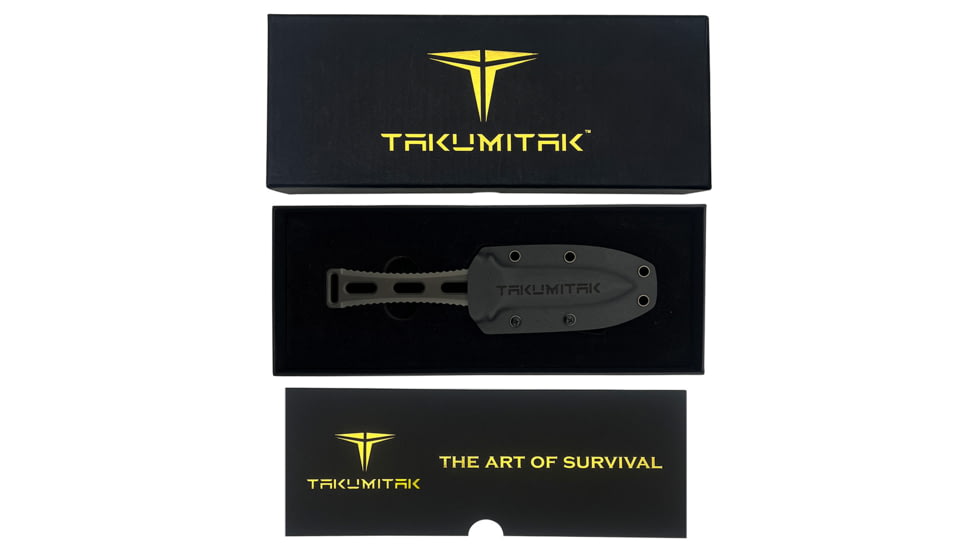 Takumitak Hidden Anger Fixed Blade Knife, 3.5in, D2, Spear Point, G10 Handle, Gray, TKF205GY