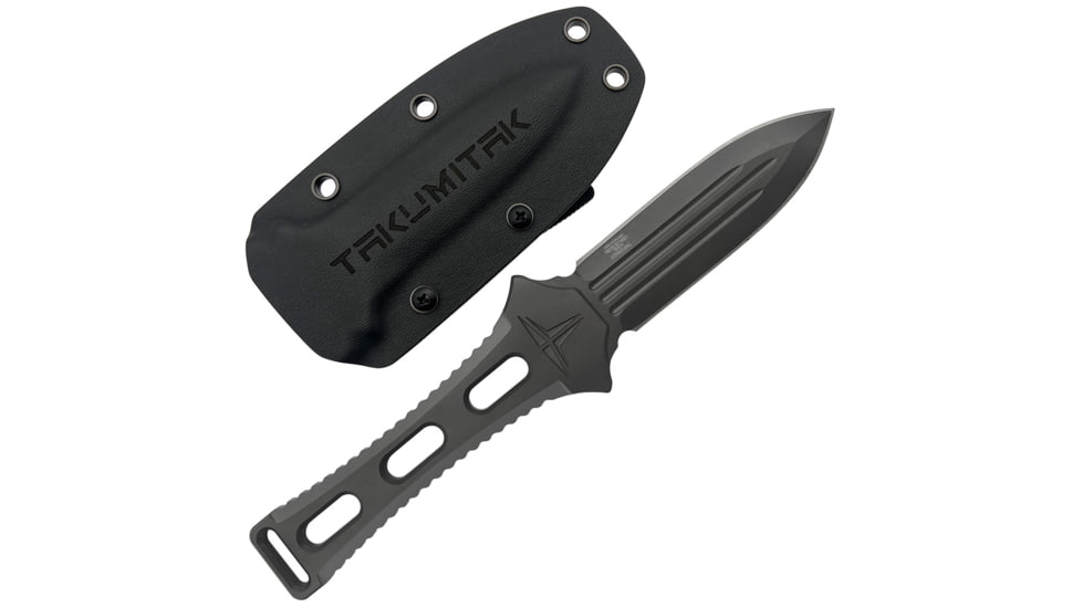 Takumitak Hidden Anger Fixed Blade Knife, 3.5in, D2, Spear Point, G10 Handle, Gray, TKF205GY
