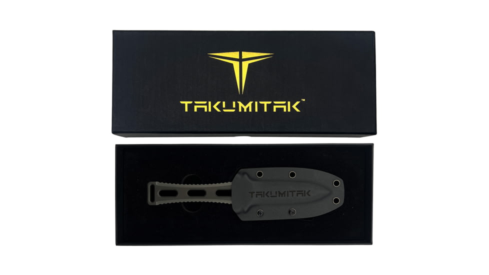 Takumitak Hidden Anger Fixed Blade Knife, 3.5in, D2, Spear Point, G10 Handle, Gray, TKF205GY