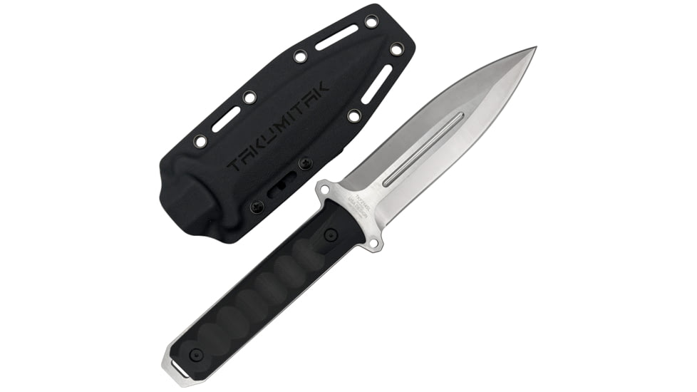 Takumitak Hitter Fixed Blade Knife, 5.5in, D2, Spear Point, G10 Handle, Silver, TKF214SL