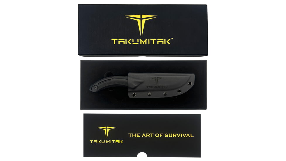 Takumitak Hunter Fixed Blade Knife, 4.5in, D2, Straight Back, G10 Handle, Black, TKF207BK
