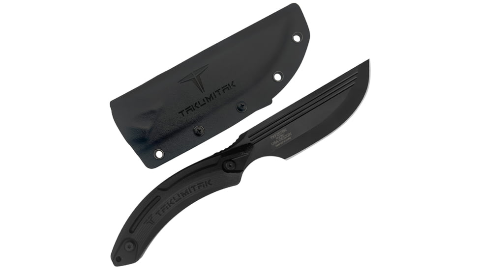Takumitak Hunter Fixed Blade Knife, 4.5in, D2, Straight Back, G10 Handle, Black, TKF207BK