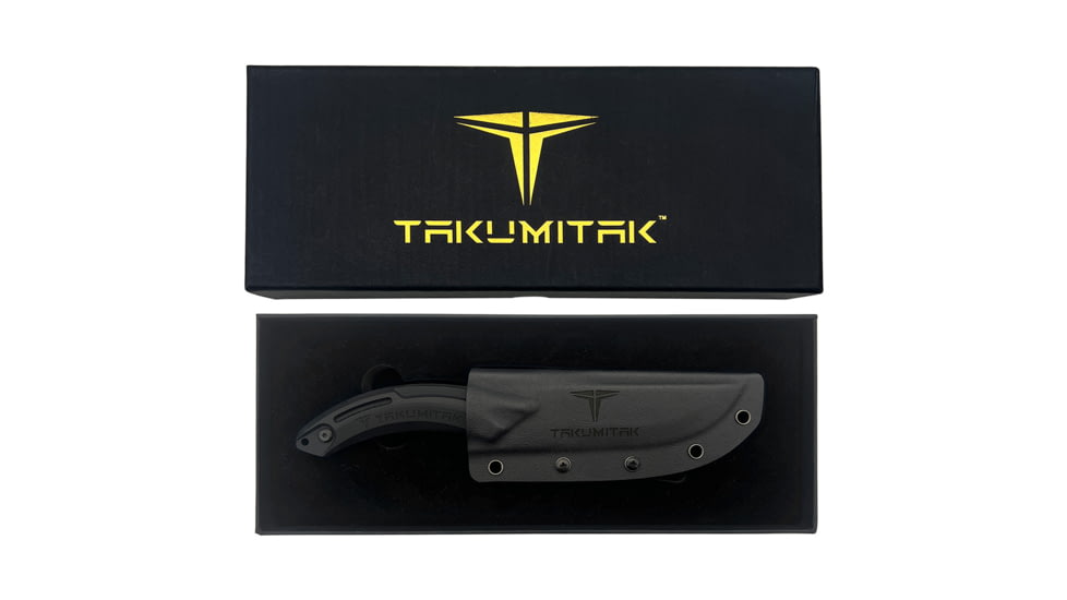 Takumitak Hunter Fixed Blade Knife, 4.5in, D2, Straight Back, G10 Handle, Black, TKF207BK