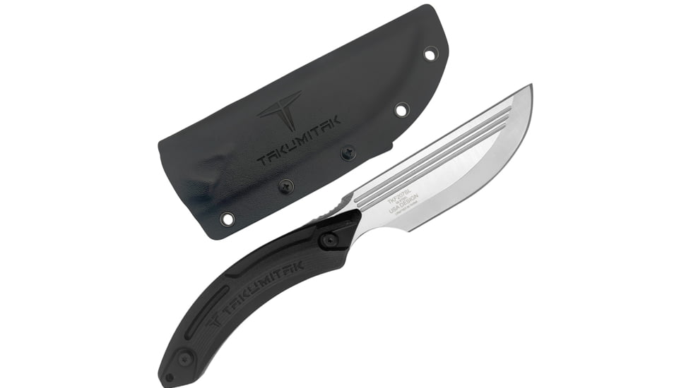 Takumitak Hunter Fixed Blade Knife, 4.5in, D2, Straight Back, G10 Handle, Silver, TKF207SL