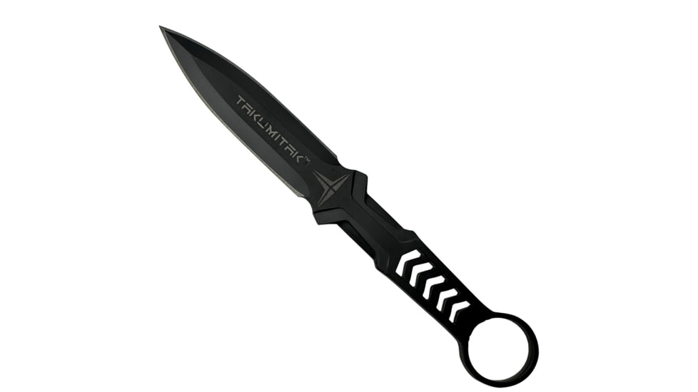 Takumitak Missing Screw Fixed Blade Knife, 4 in Blade, 3cr13, Black, TKF302