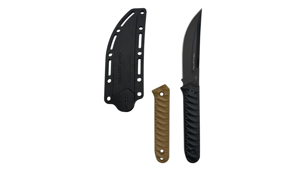 Takumitak Ninja Fixed Blade Knife, 4.25in, 3Cr13 Blade, Trailing Point, FRN, Black, TKF313