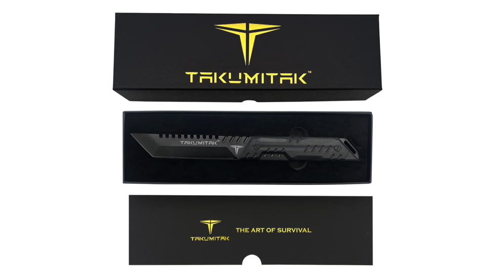 Takumitak Solution Fixed Blade Knife, 5.75in, D2, Tanto, G10 Handle, Black, TKF216BK