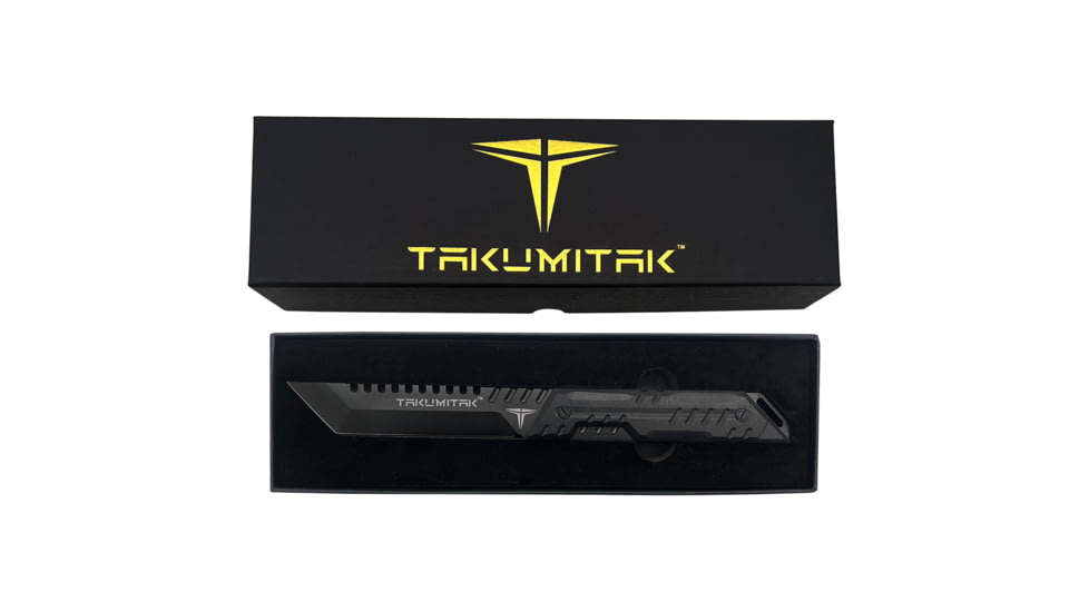 Takumitak Solution Fixed Blade Knife, 5.75in, D2, Tanto, G10 Handle, Black, TKF216BK