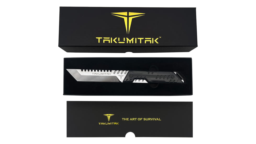 Takumitak Solution Fixed Blade Knife, 5.75in, D2, Tanto, G10 Handle, Silver, TKF216SL