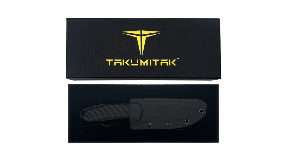 Takumitak Takumi Fixed Blade Knife, 4.5in, D2, Drop Point, G10 Handle, Black, TKF208BK