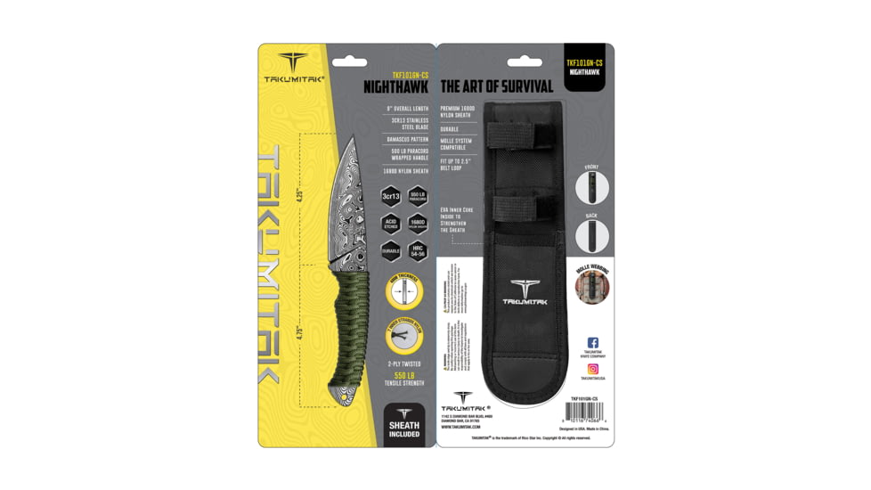 Takumitak Nighthawk 4.25in Fixed Blade Knife